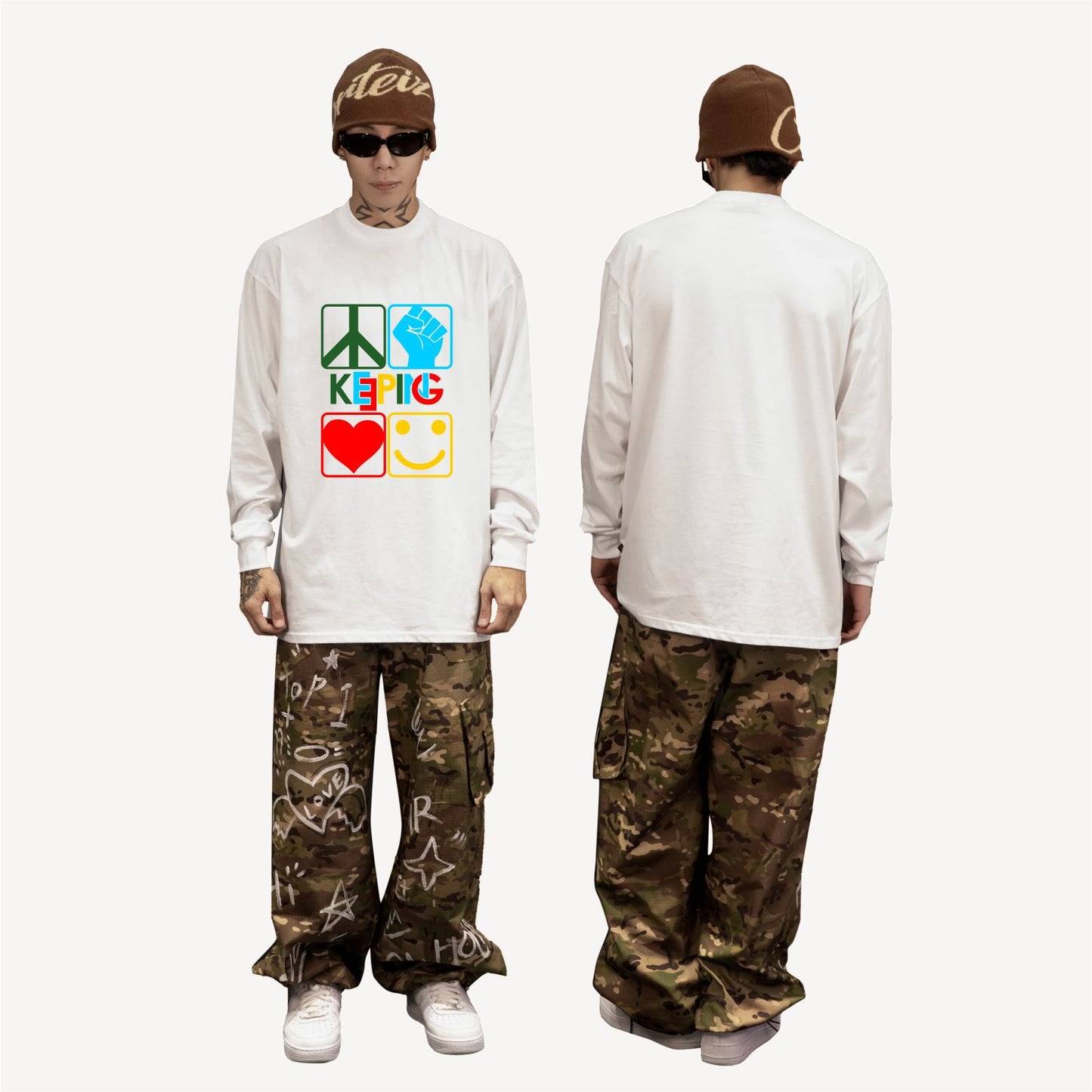 Keeping-Classic four-color hip-hop four spirit Long sleeve
