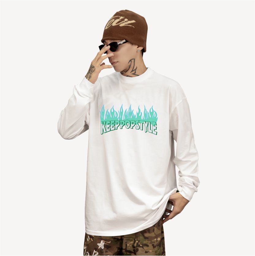 KeepPopStyle Long Sleeve Blue Flame Style
