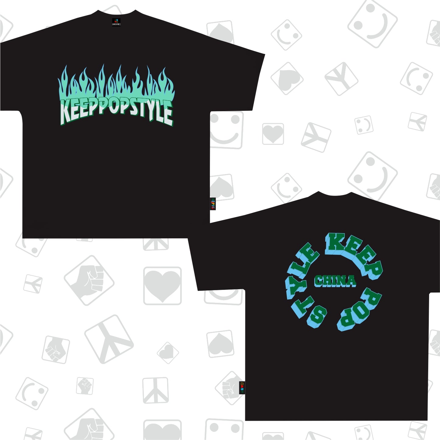 KeepPopStyle T-shirt Blue Flame