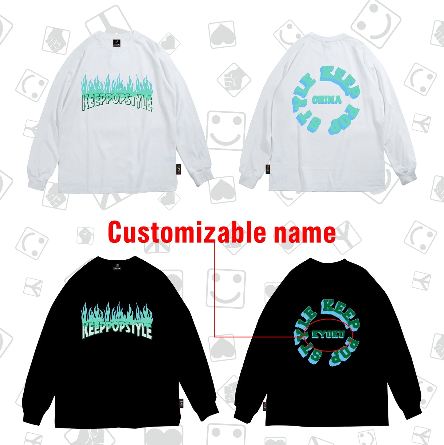 KeepPopStyle Long Sleeve Blue Flame Style