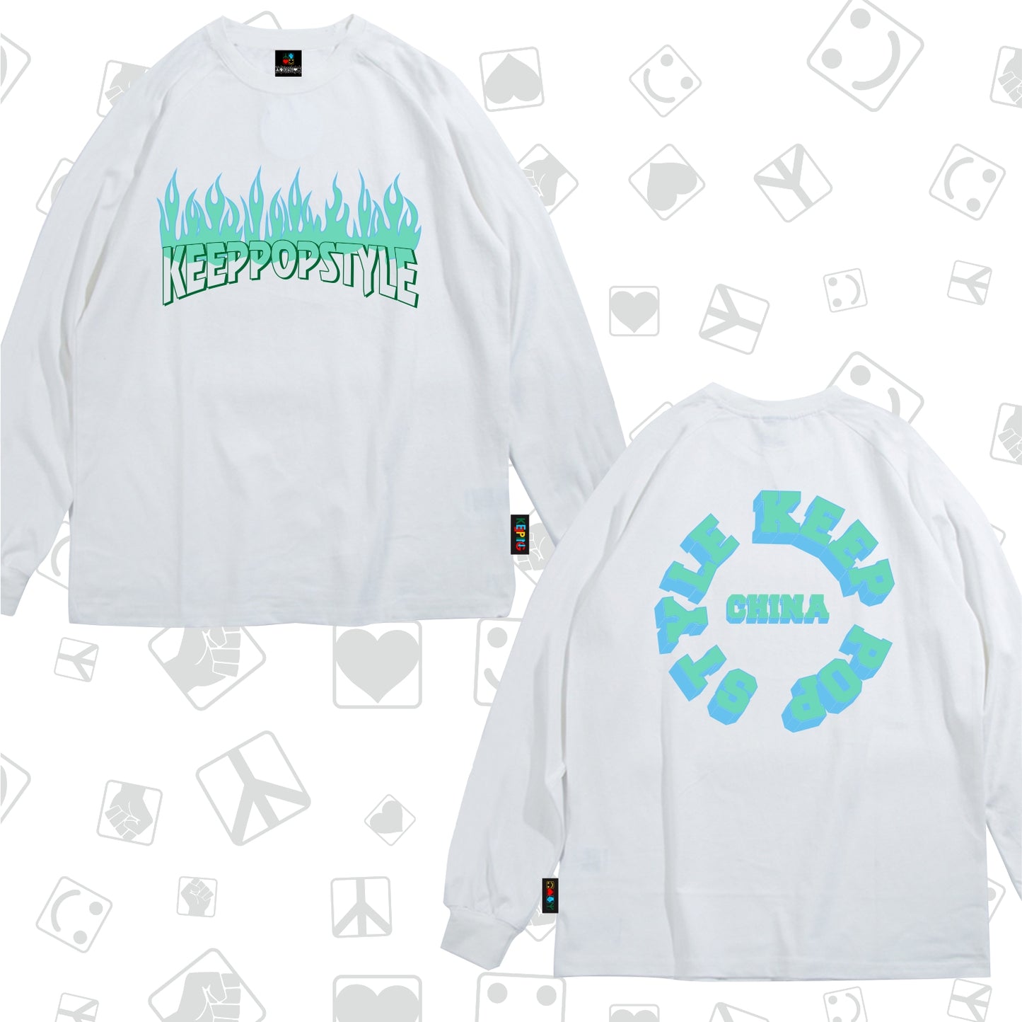 KeepPopStyle Long Sleeve Blue Flame Style