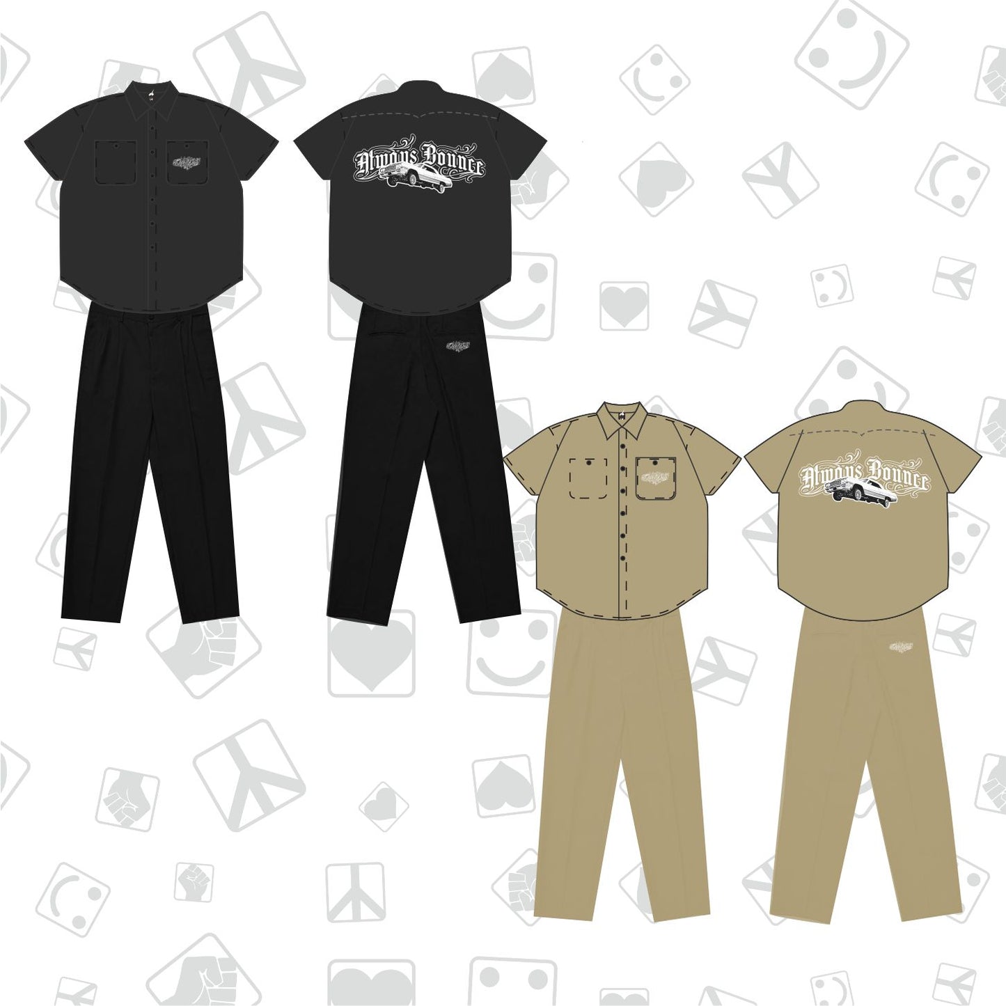 PoppinCxKeeping Crossover A suit of overalls and shirts