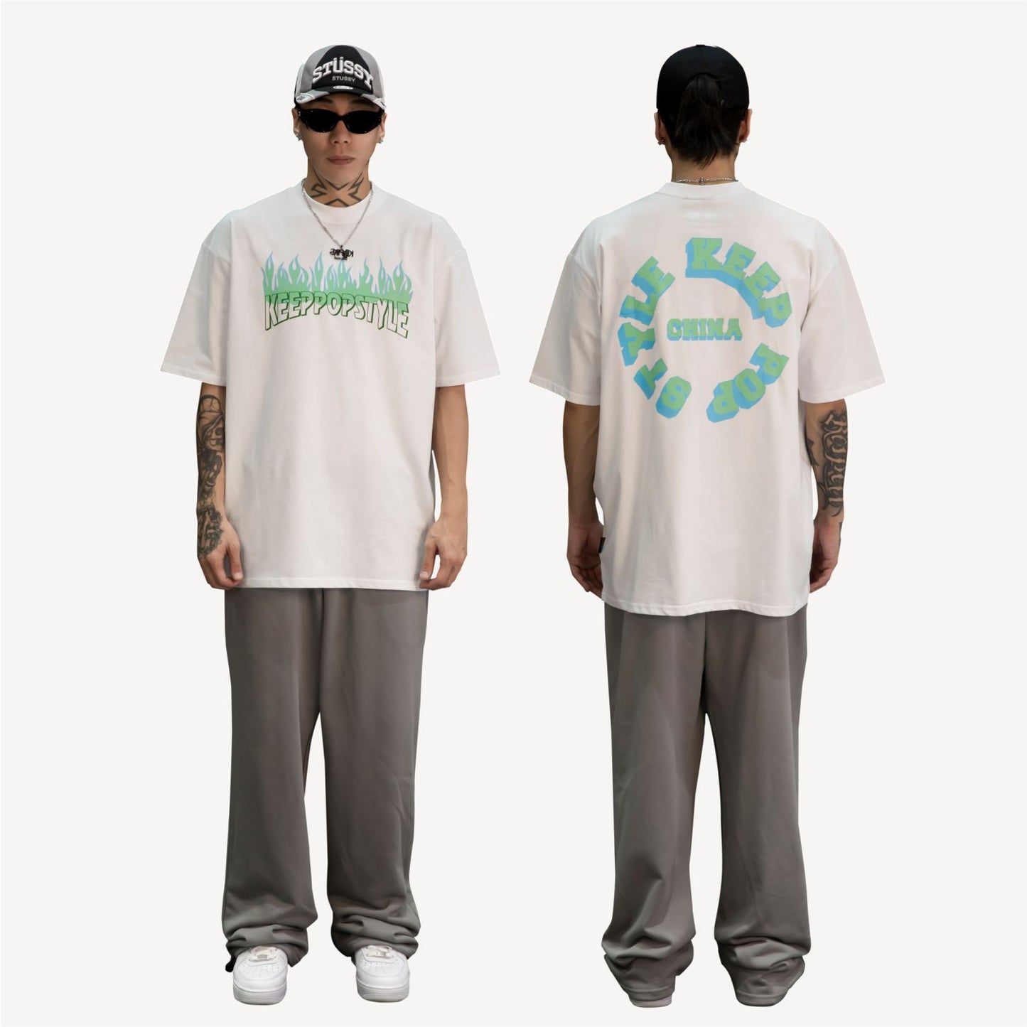 KeepPopStyle T-shirt Blue Flame