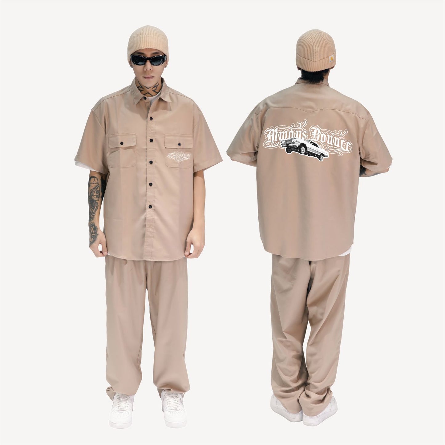 PoppinCxKeeping Crossover A suit of overalls and shirts