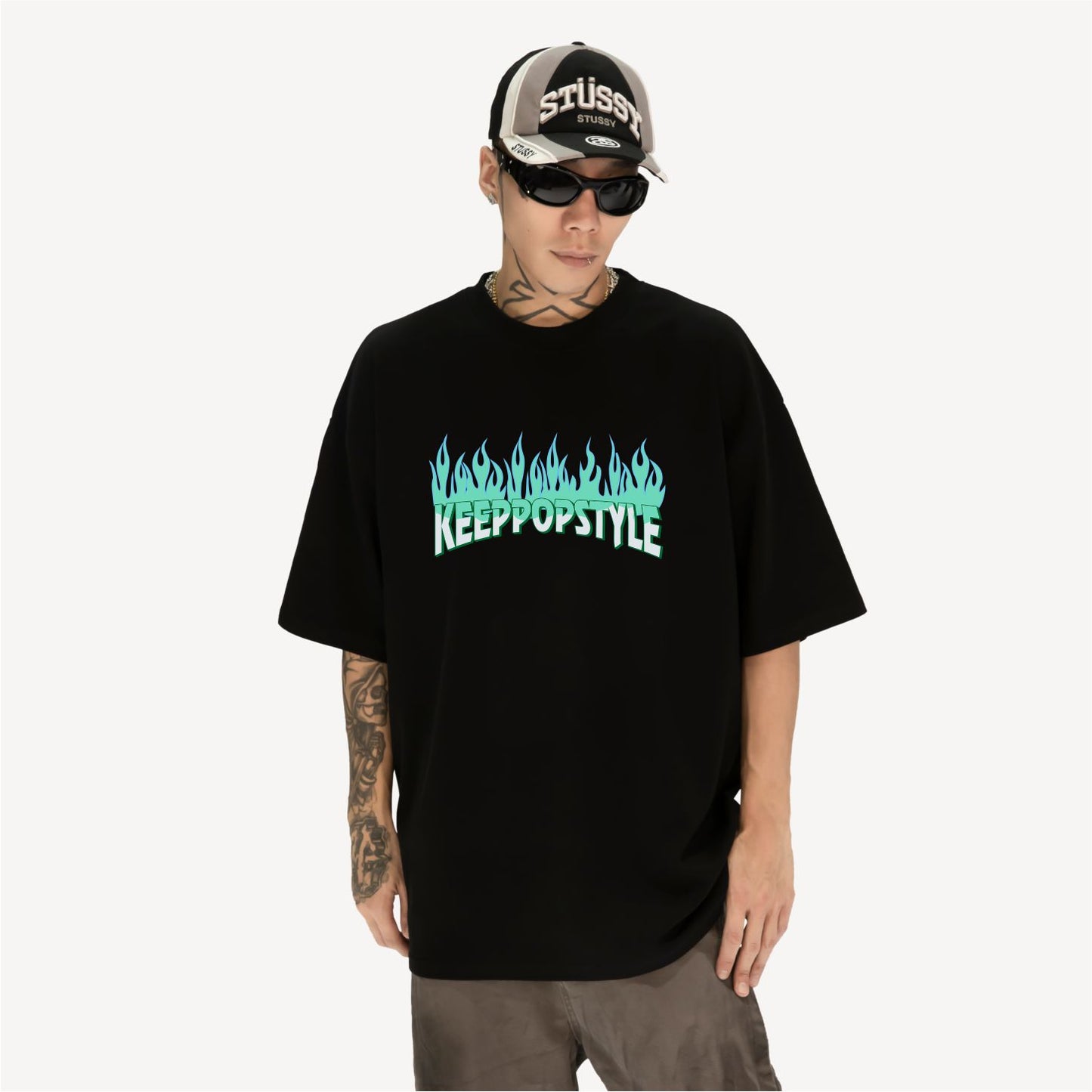 KeepPopStyle T-shirt Blue Flame