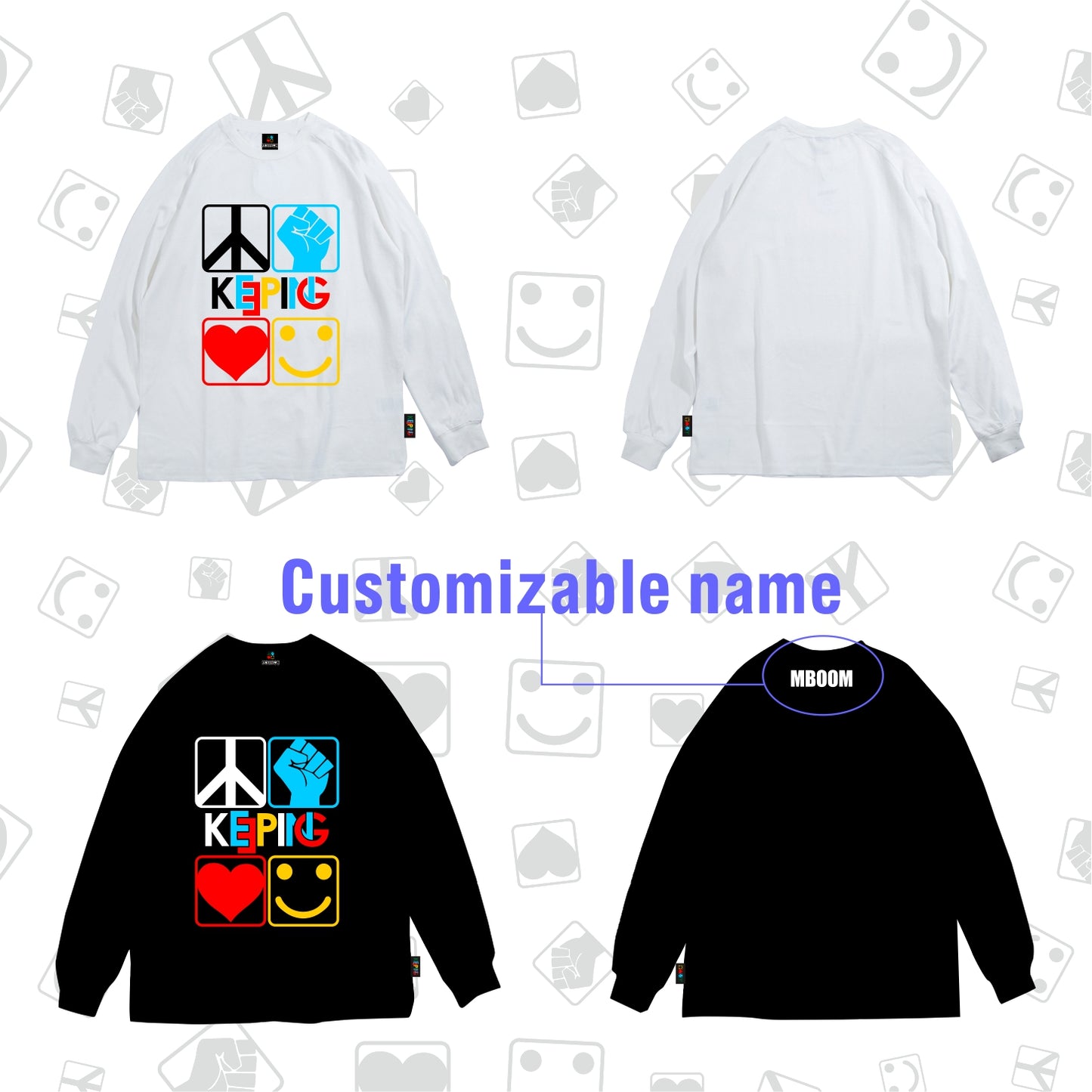 Keeping-Classic four-color hip-hop four spirit Long sleeve
