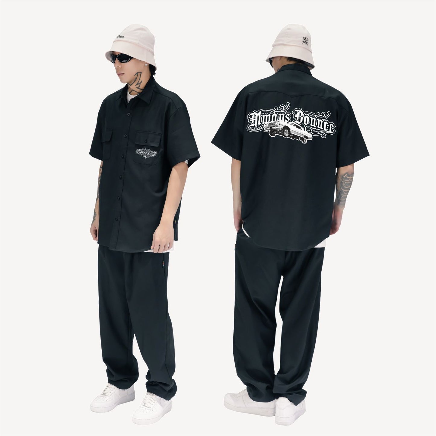 PoppinCxKeeping Crossover A suit of overalls and shirts