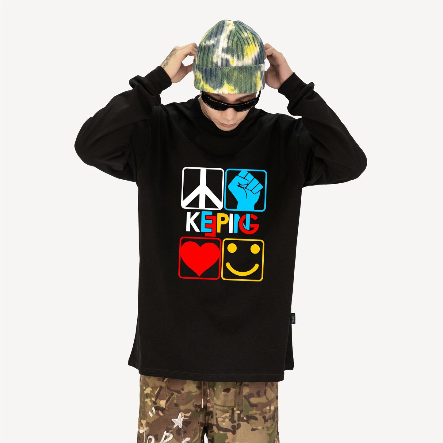 Keeping-Classic four-color hip-hop four spirit Long sleeve