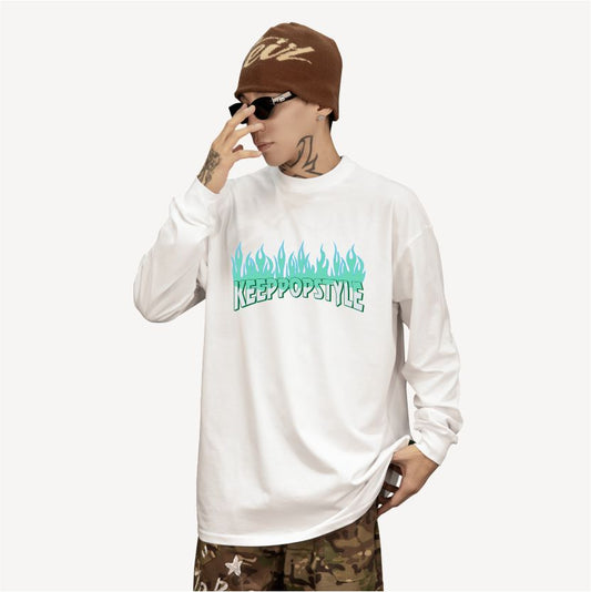 KeepPopStyle Long Sleeve Blue Flame Style