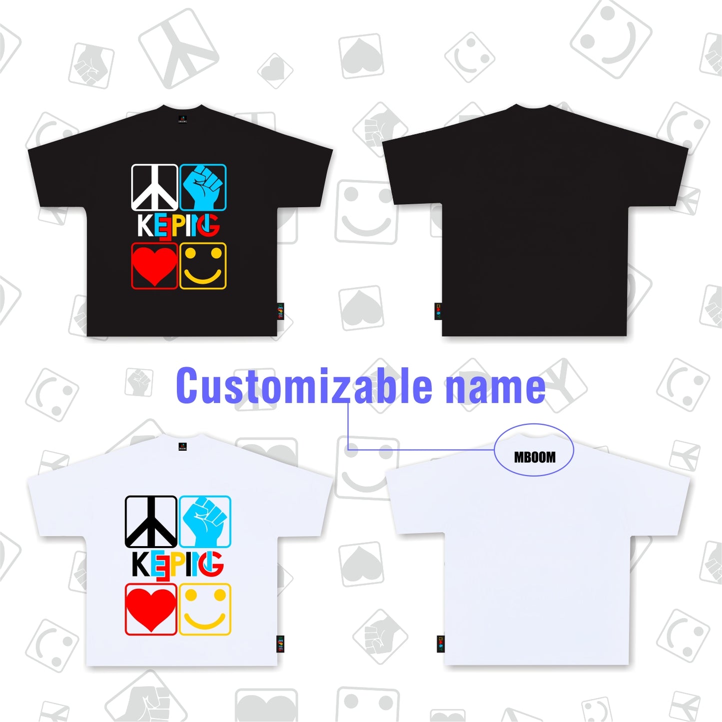 Keeping-Classic four-color hip-hop four spirit T-shirt
