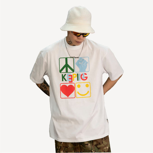 Keeping-Classic four-color hip-hop four spirit T-shirt