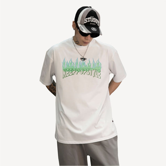 KeepPopStyle T-shirt Blue Flame