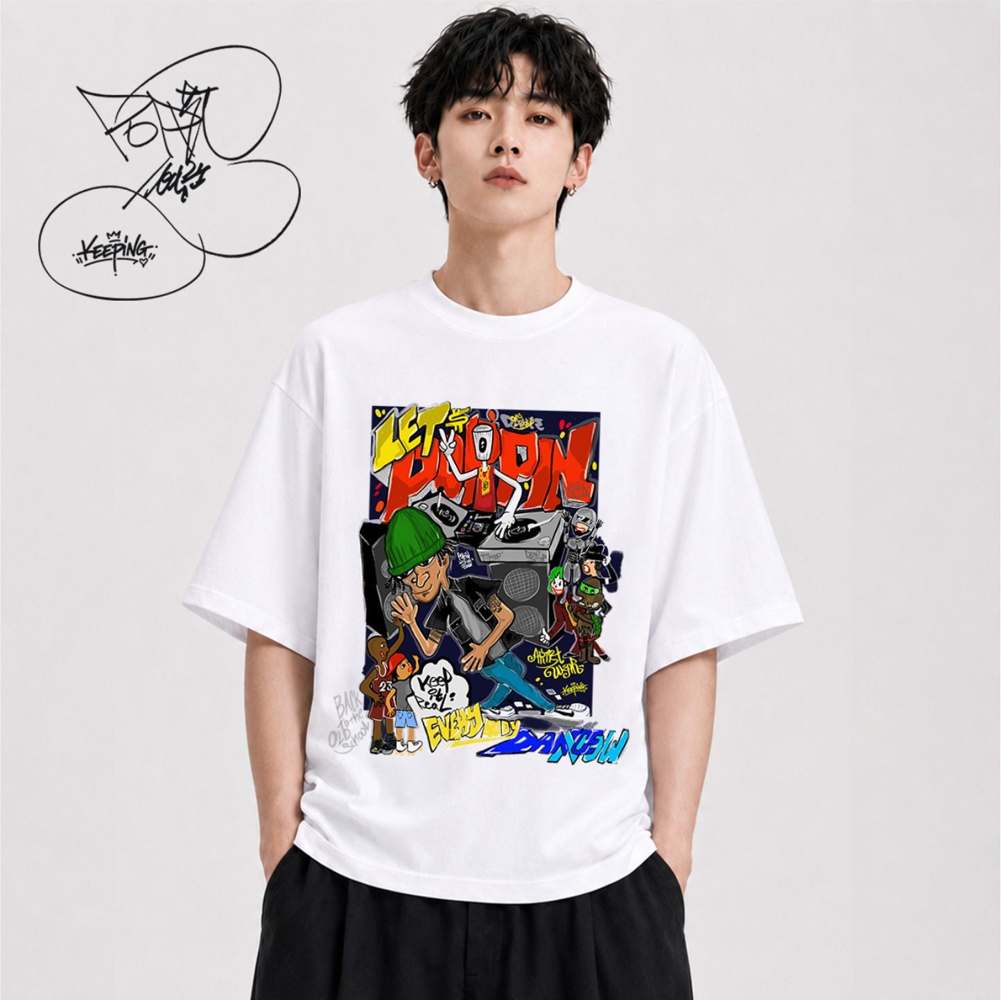 POPPIN HYUN JOON xKeeping Crossover T-shirt Let's Poppin'