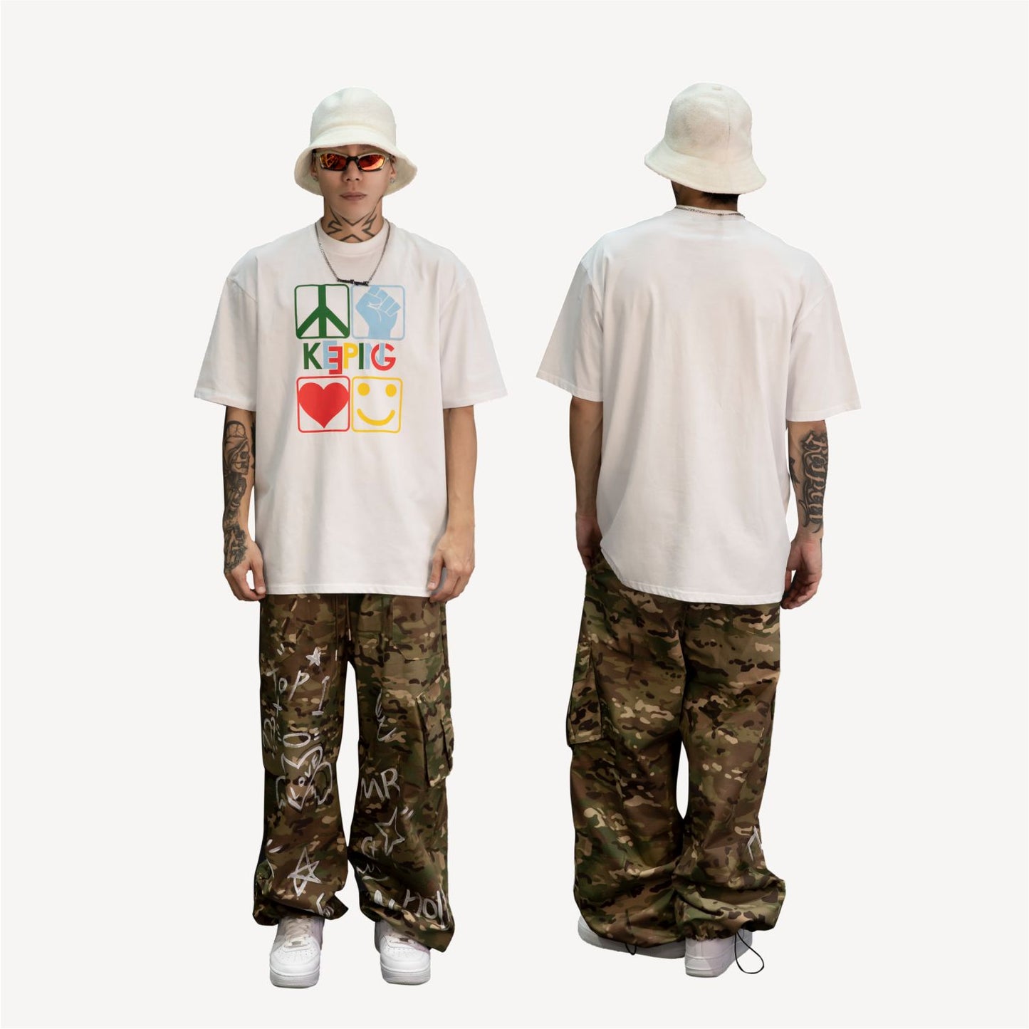 Keeping-Classic four-color hip-hop four spirit T-shirt