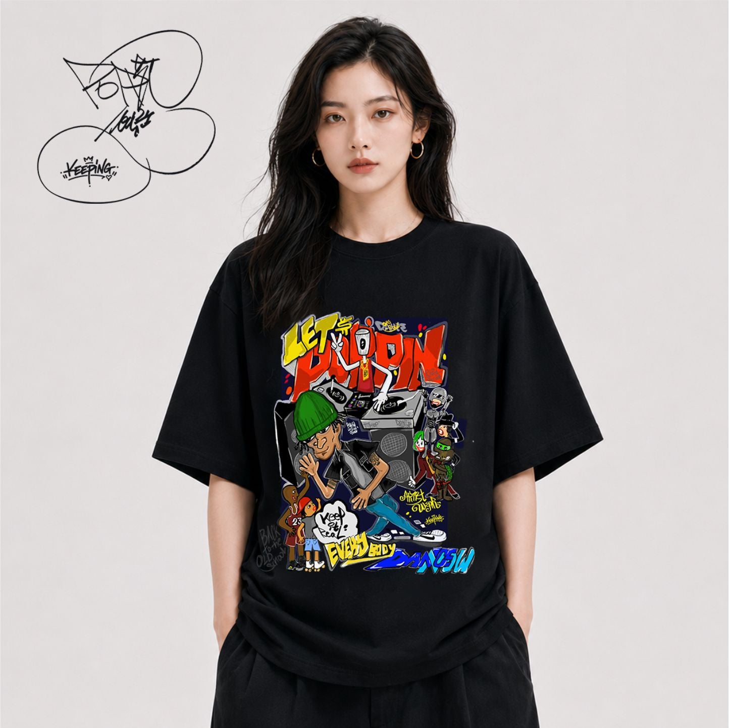 POPPIN HYUN JOON xKeeping Crossover T-shirt Let's Poppin'